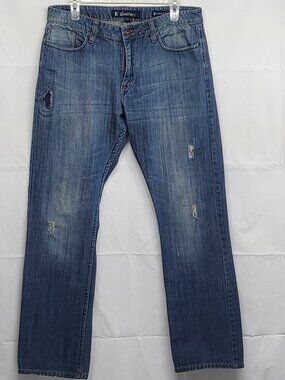 Salt Works Jeans Barret St Straight Mens 34X31 Distressed Patched Denim Pants